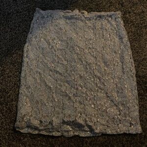 Daniel Cremieux Shimmering Gray Lace Midi Skirt